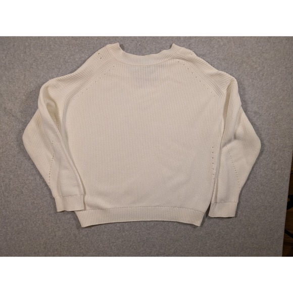 Tommy Bahama Women's Ivory V Neck Knit Sweater Oversize Dolman Coastal Vacay XL - Picture 7 of 16